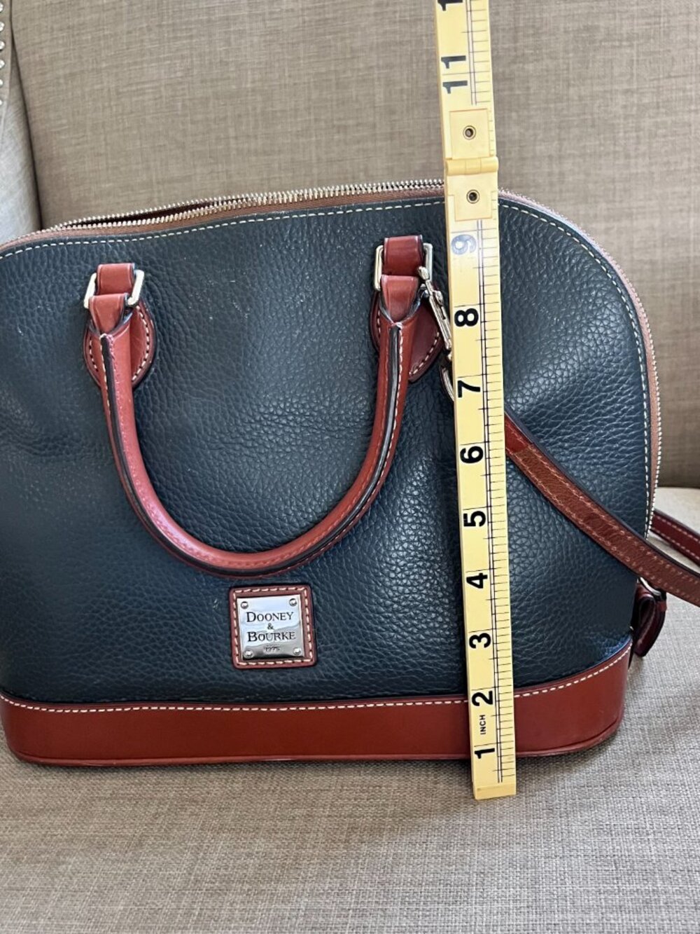 Dooney & Bourke Pebble Grain Zip Zip Satchel Midnight Blue & Matching Wristlet - Picture 16 of 16